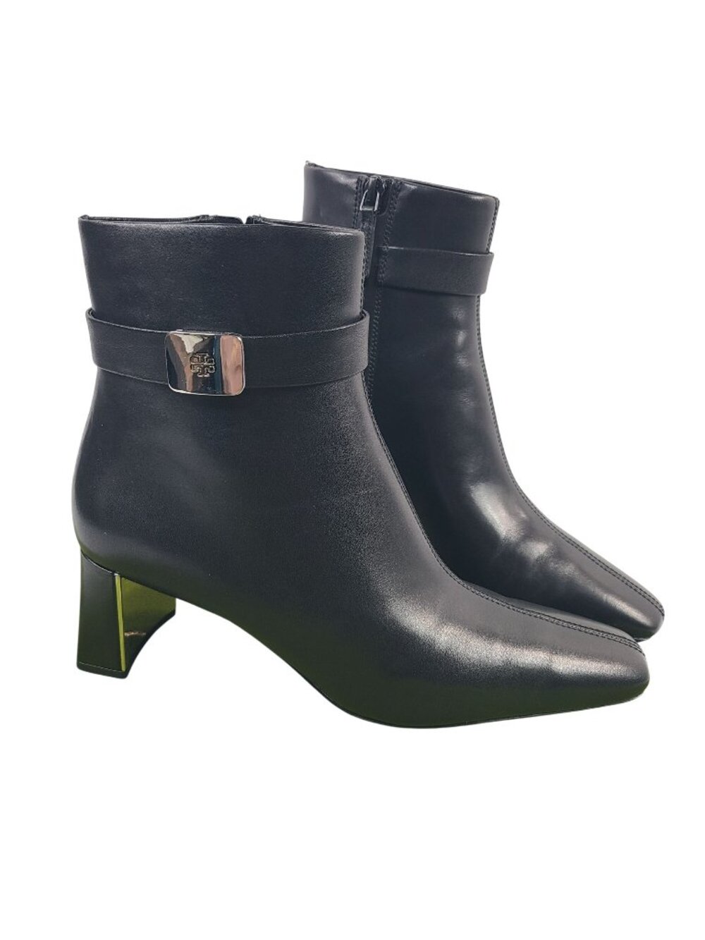 NEW Tory Burch Women's Black Leather Heeled Ankle Boots Size 8